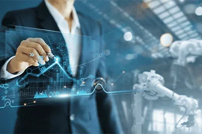 Engineer interacting with a digital systems interface